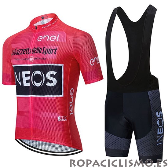 2020 Maillot Ineos Tirantes Mangas Cortas Rosa Negro